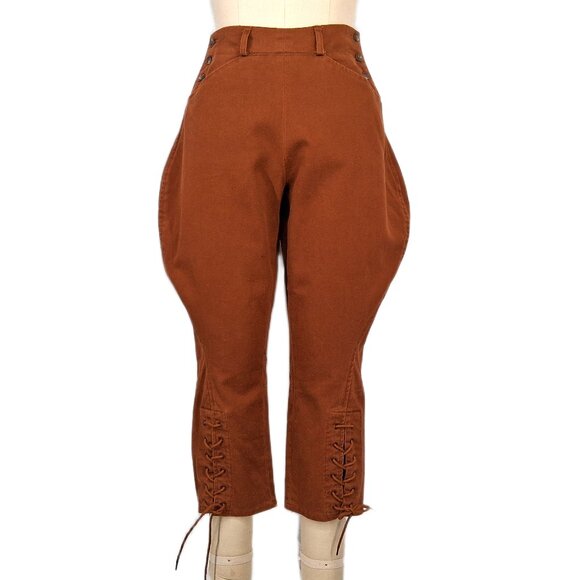Vintage Ralph Lauren 80s Jodhpurs Brown Lace Up Cropped Heritage Pants SZ 8 - Picture 2 of 11
